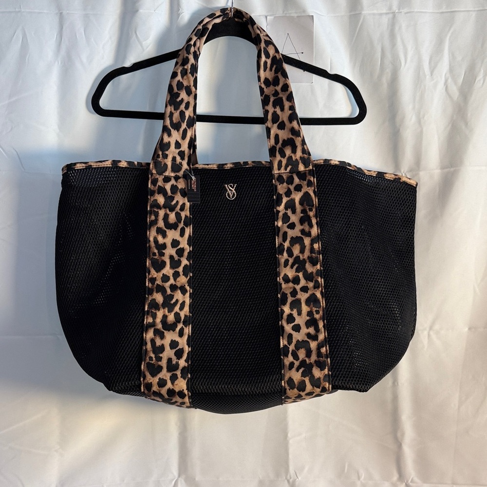Victoria's Secret Black and Leopard Tote Bag